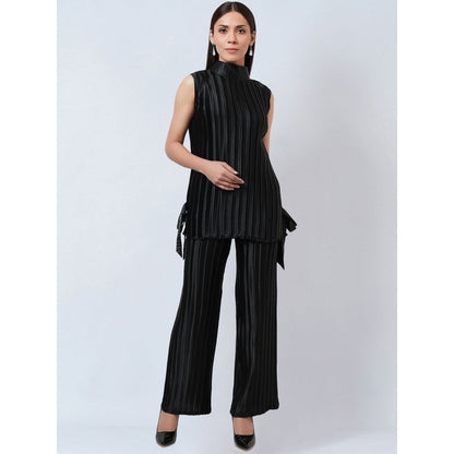 First Resort by Ramola Bachchan Black Sleeveless & Box Pleated Palazzo Co-Ord (Set of 2)
