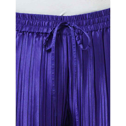 First Resort by Ramola Bachchan Purple Sleeveless & Box Pleated Palazzo Co-Ord (Set of 2)