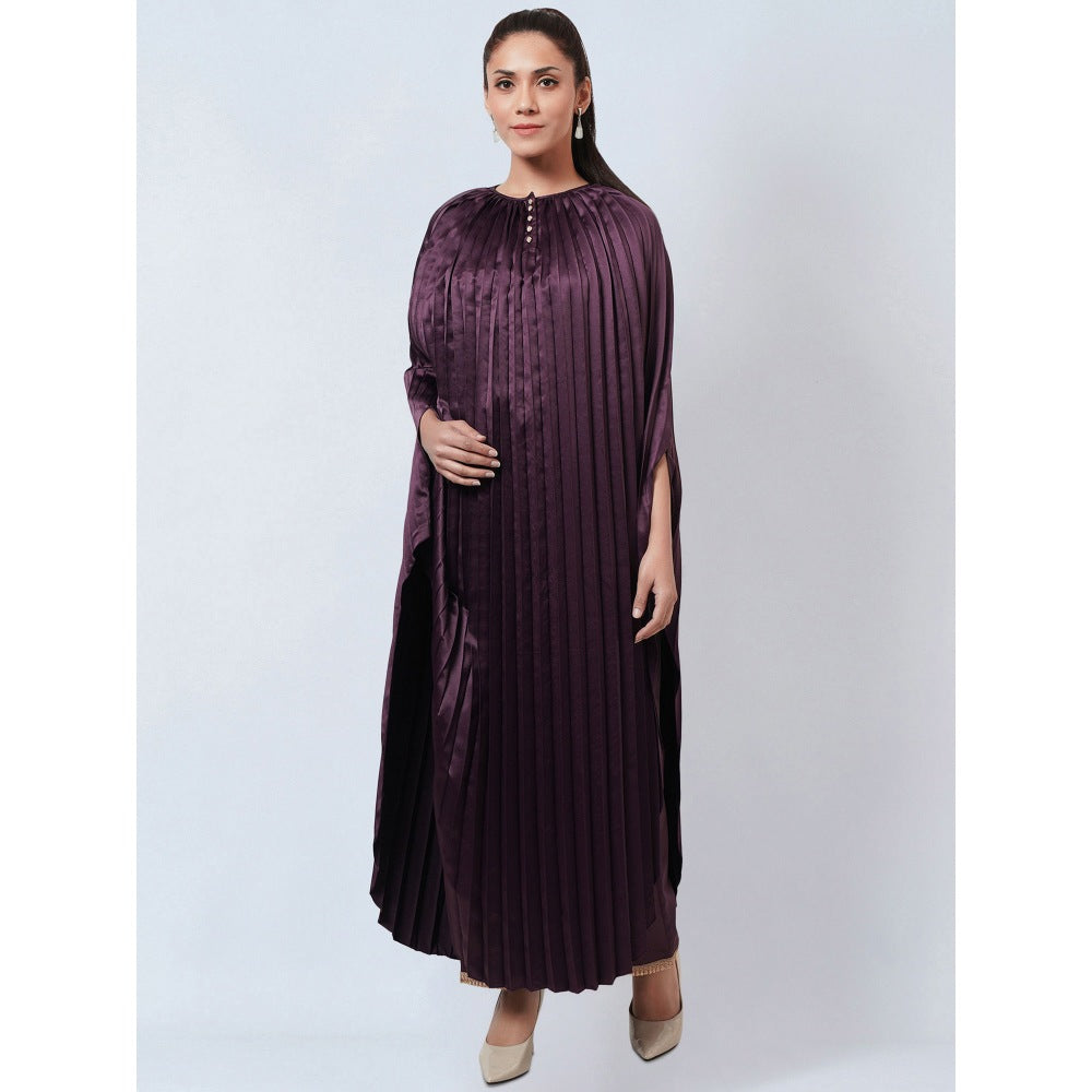 First Resort by Ramola Bachchan Purple Asymmetrical Kaftan & Straight Pant Co-Ord (Set of 2)