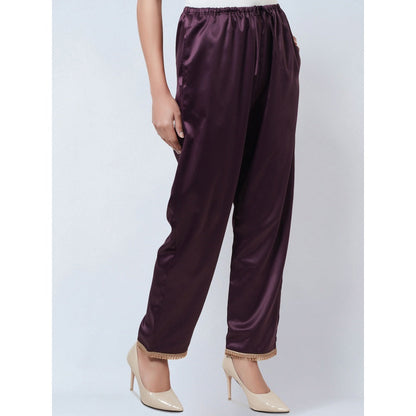 First Resort by Ramola Bachchan Purple Asymmetrical Kaftan & Straight Pant Co-Ord (Set of 2)