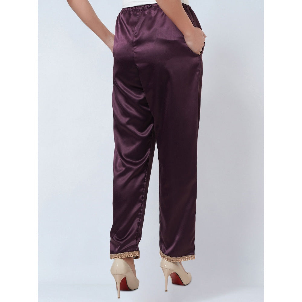 First Resort by Ramola Bachchan Purple Asymmetrical Kaftan & Straight Pant Co-Ord (Set of 2)