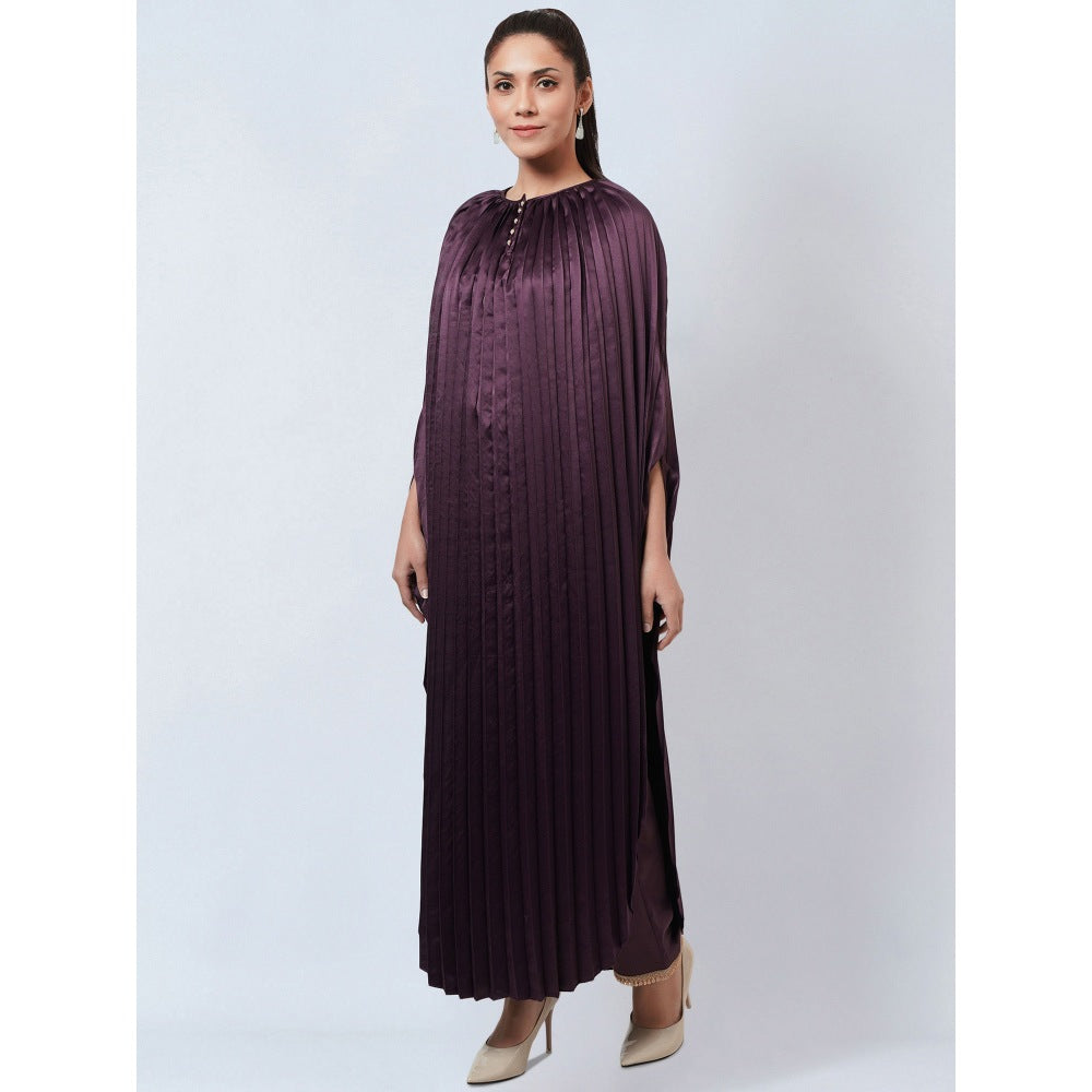 First Resort by Ramola Bachchan Purple Asymmetrical Kaftan & Straight Pant Co-Ord (Set of 2)