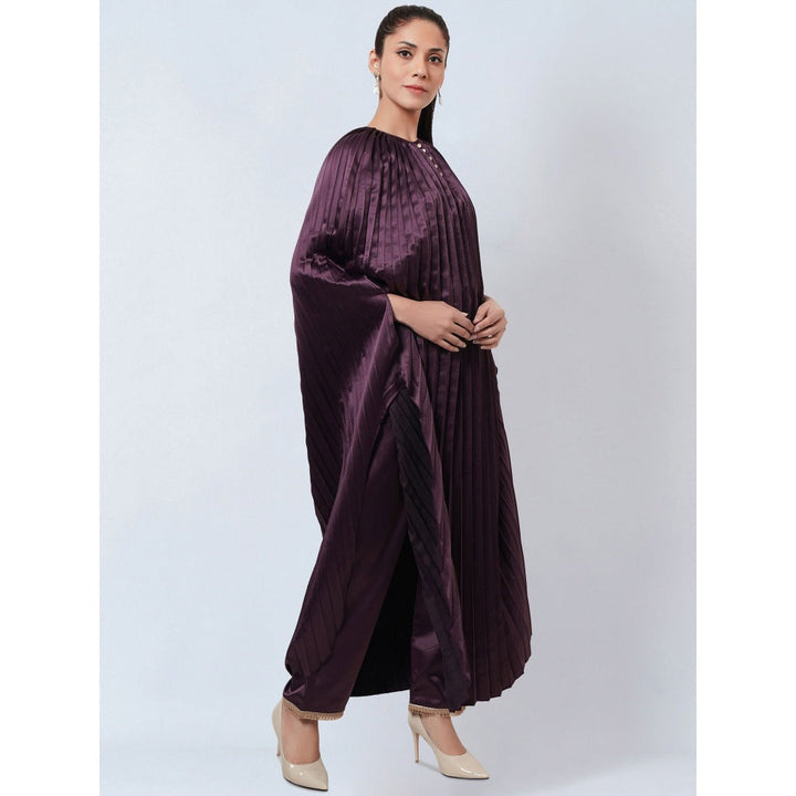 First Resort by Ramola Bachchan Purple Asymmetrical Kaftan & Straight Pant Co-Ord (Set of 2)