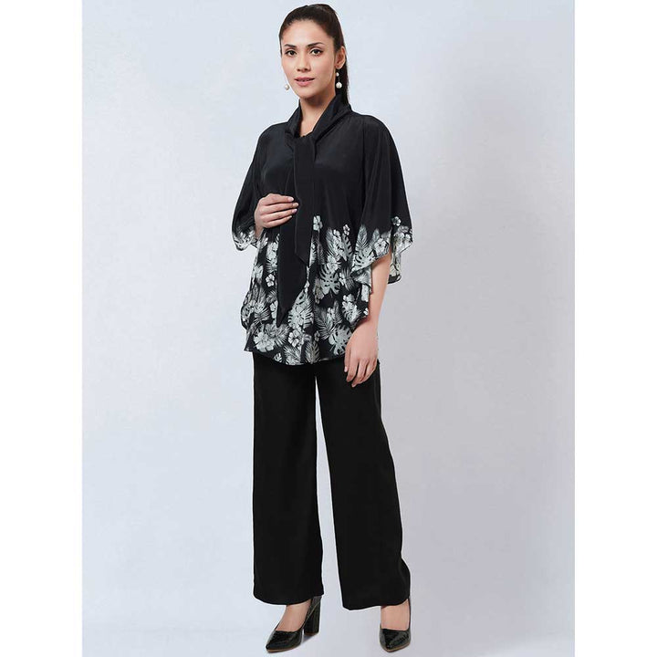First Resort by Ramola Bachchan Black & White Floral Bow Tie Top & Pant Co-Ord (Set of 2)