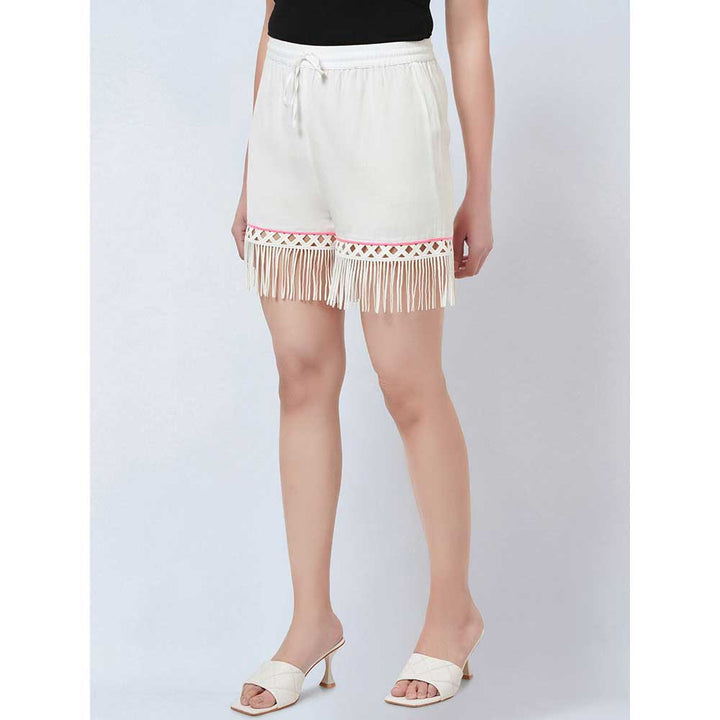 First Resort by Ramola Bachchan White Summer Shorts