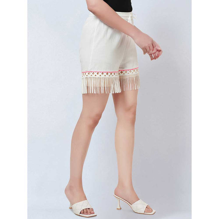 First Resort by Ramola Bachchan White Summer Shorts