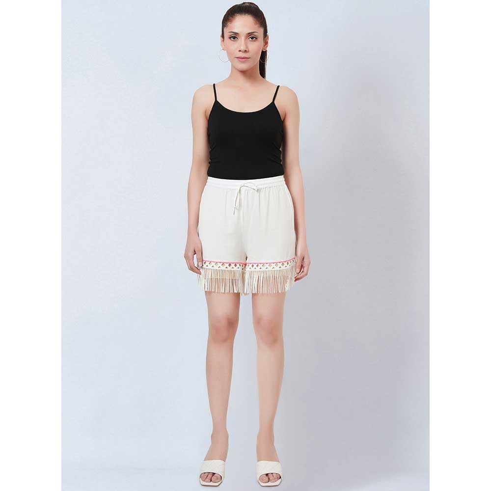 First Resort by Ramola Bachchan White Summer Shorts