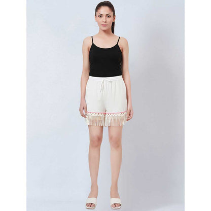 First Resort by Ramola Bachchan White Summer Shorts