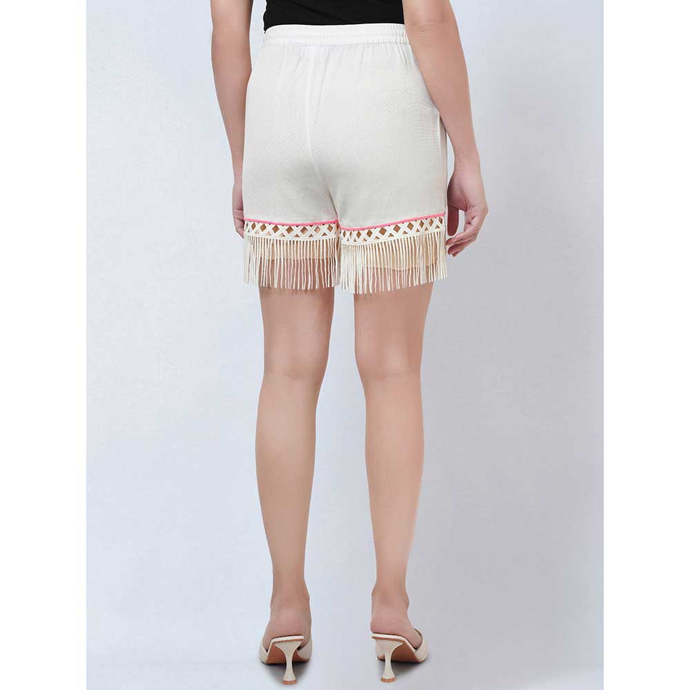 First Resort by Ramola Bachchan White Summer Shorts