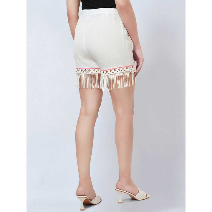 First Resort by Ramola Bachchan White Summer Shorts