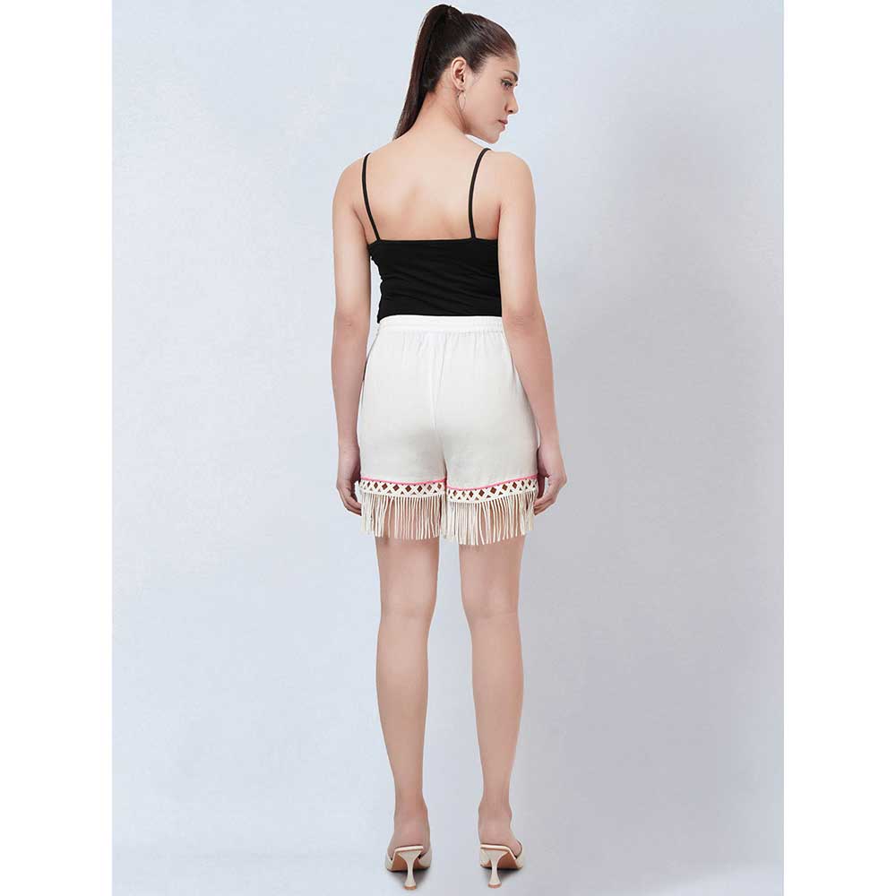 First Resort by Ramola Bachchan White Summer Shorts