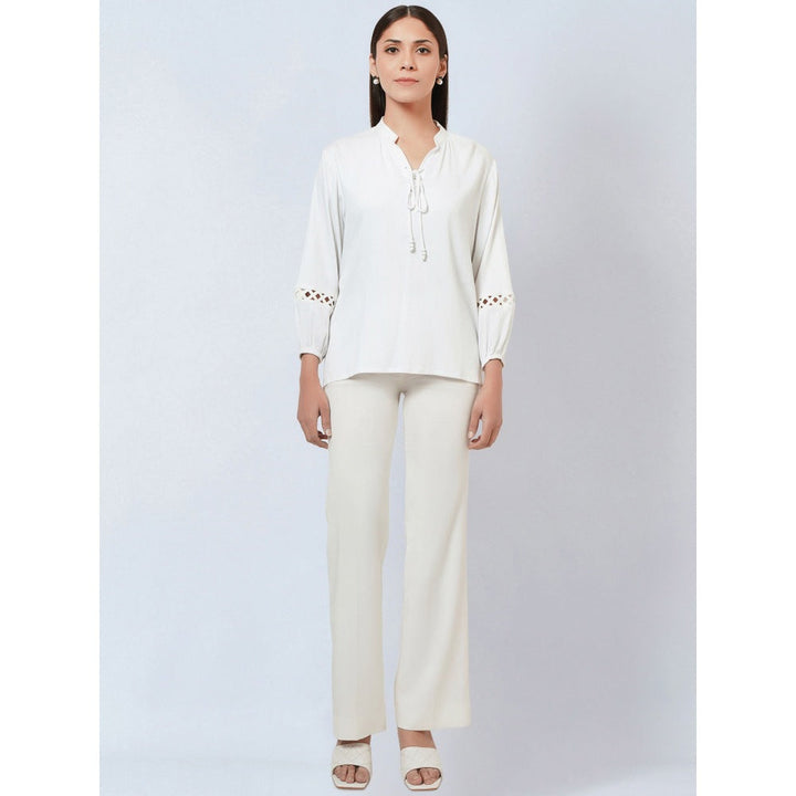 First Resort by Ramola Bachchan White Solid Blouse
