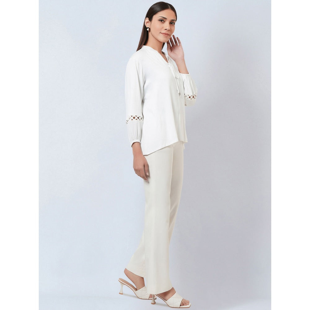 First Resort by Ramola Bachchan White Solid Blouse