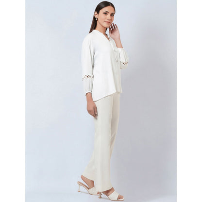 First Resort by Ramola Bachchan White Solid Blouse