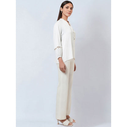 First Resort by Ramola Bachchan White Solid Blouse