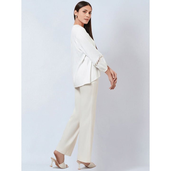 First Resort by Ramola Bachchan White Solid Blouse