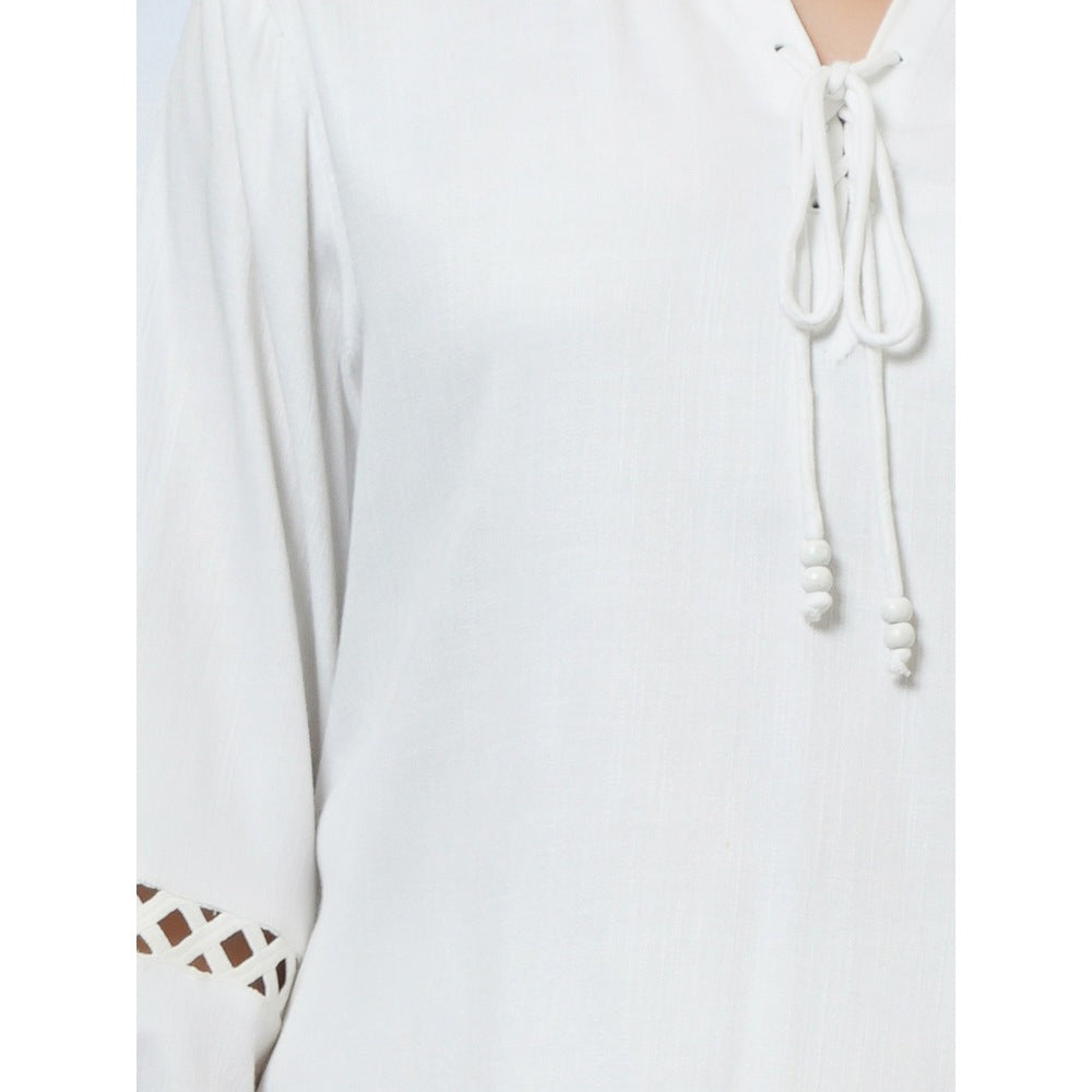 First Resort by Ramola Bachchan White Solid Blouse