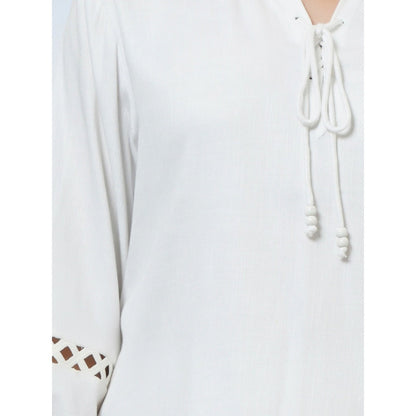 First Resort by Ramola Bachchan White Solid Blouse