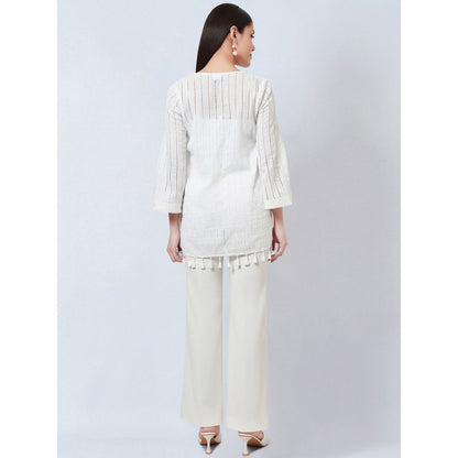 First Resort by Ramola Bachchan White Eyelet Top