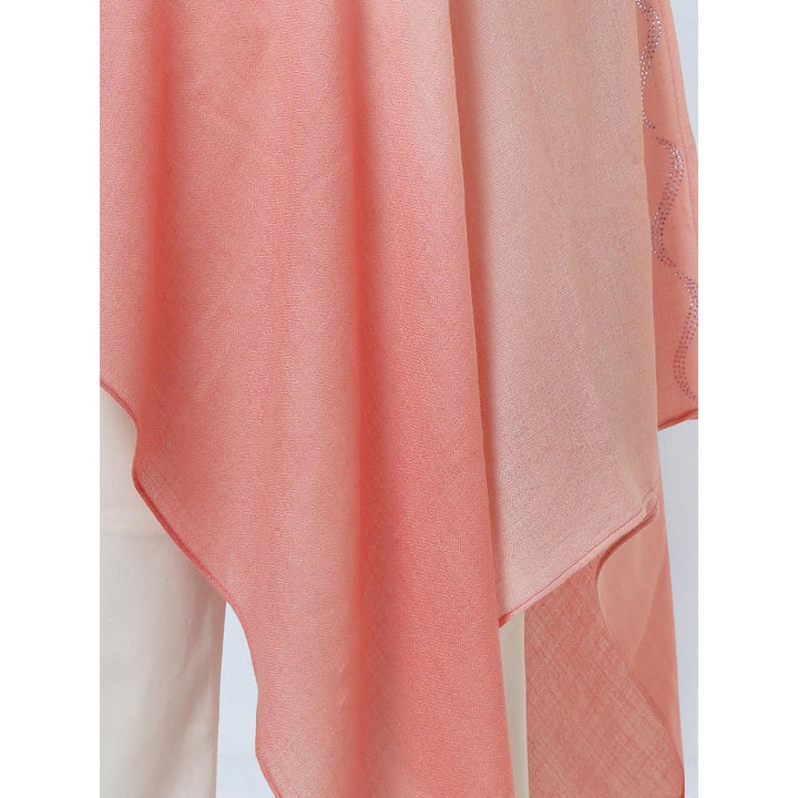 First Resort by Ramola Bachchan Pink Ombre Asymmetrical Embellished Cashmere Poncho