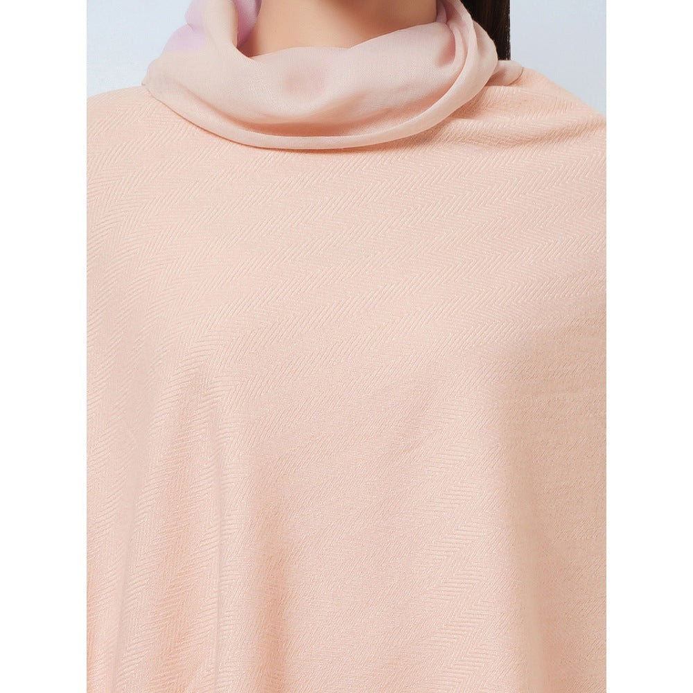 First Resort by Ramola Bachchan Pink Asymmetrical Cowl Neck Embellished Cashmere Poncho