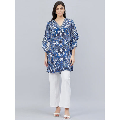 First Resort by Ramola Bachchan Azure Blue Paisley Mini Dress