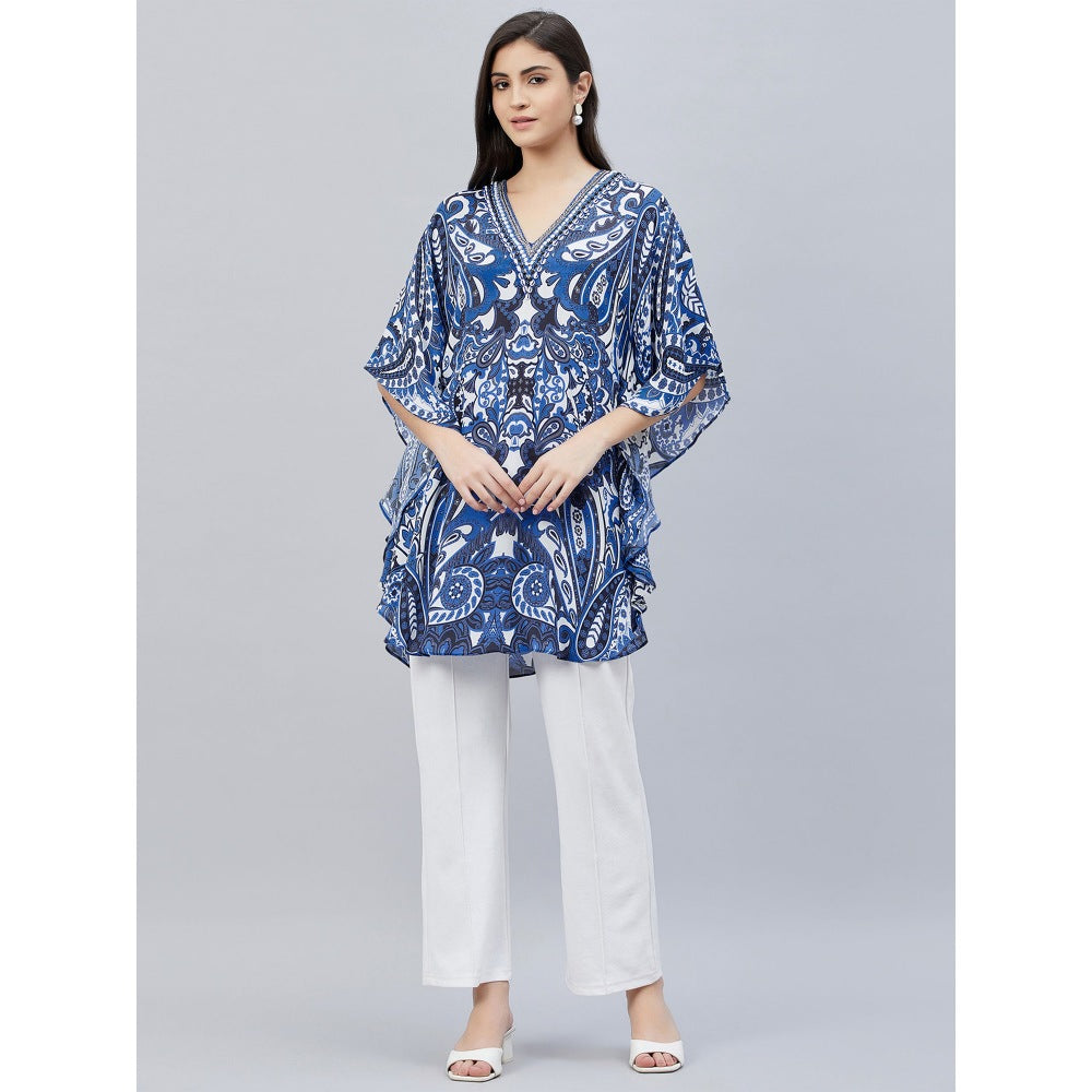 First Resort by Ramola Bachchan Azure Blue Paisley Mini Dress