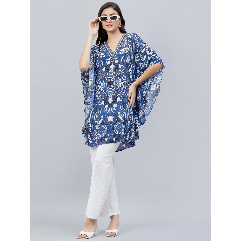 First Resort by Ramola Bachchan Azure Blue Paisley Mini Dress