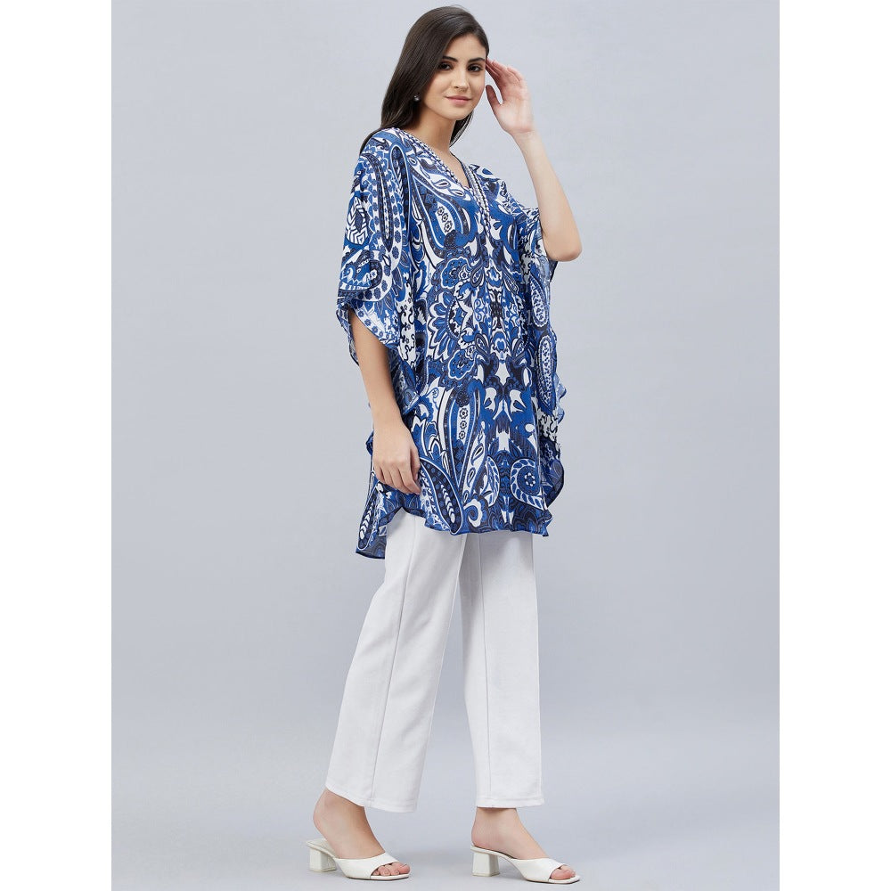 First Resort by Ramola Bachchan Azure Blue Paisley Mini Dress