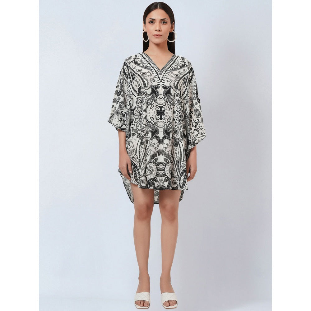 First Resort by Ramola Bachchan White Paisley Mini Dress