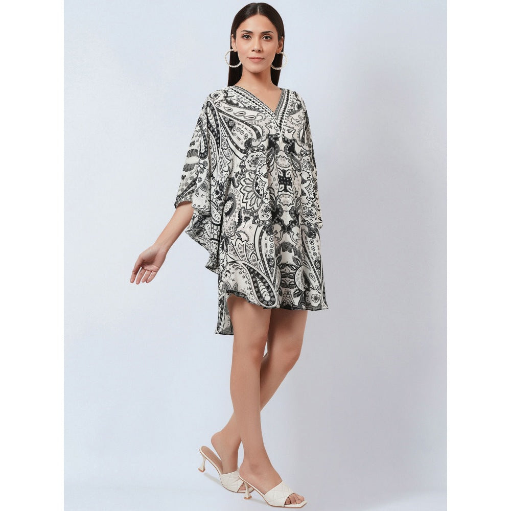 First Resort by Ramola Bachchan White Paisley Mini Dress