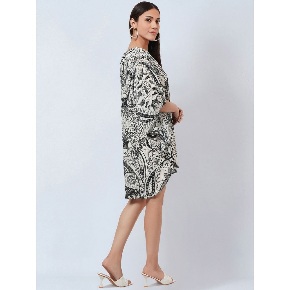 First Resort by Ramola Bachchan White Paisley Mini Dress