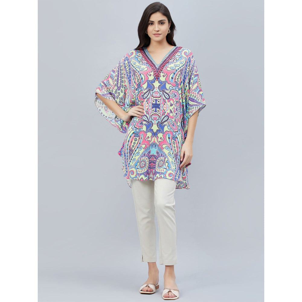 First Resort by Ramola Bachchan Blue Paisley Mini Dress