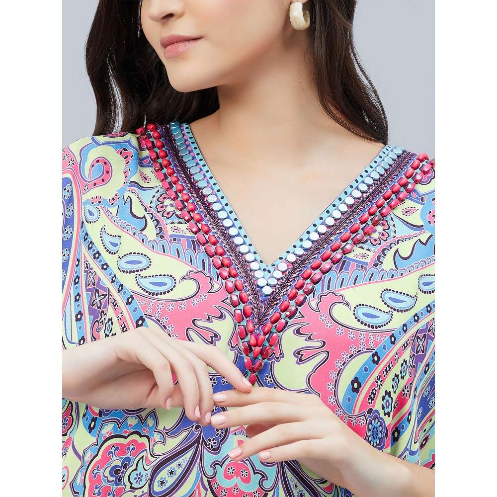First Resort by Ramola Bachchan Blue Paisley Mini Dress