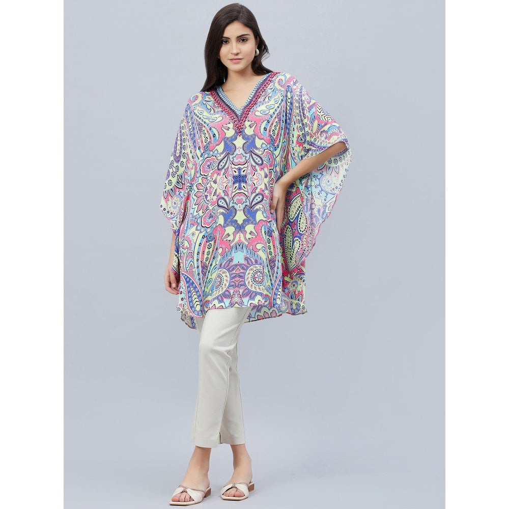First Resort by Ramola Bachchan Blue Paisley Mini Dress
