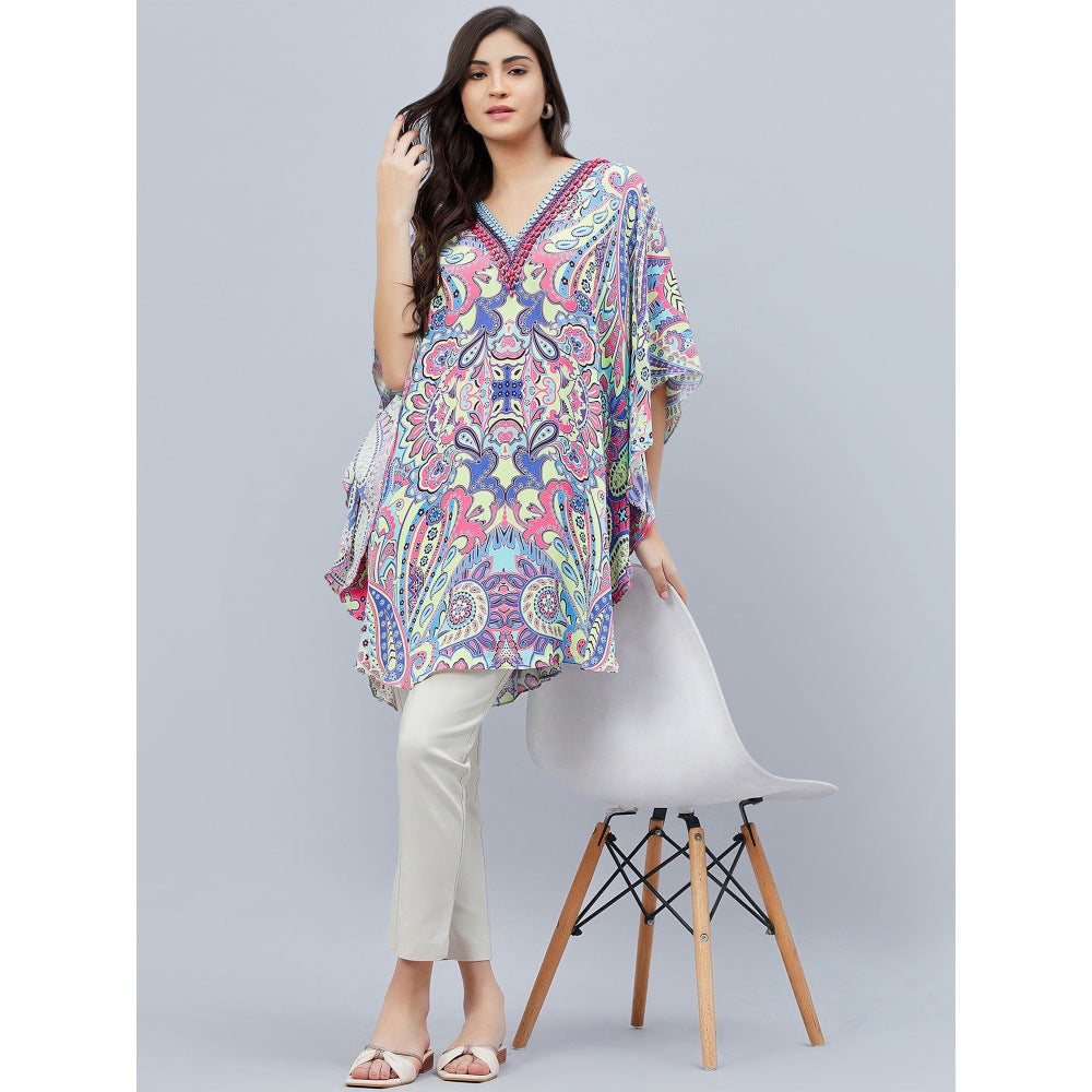 First Resort by Ramola Bachchan Blue Paisley Mini Dress