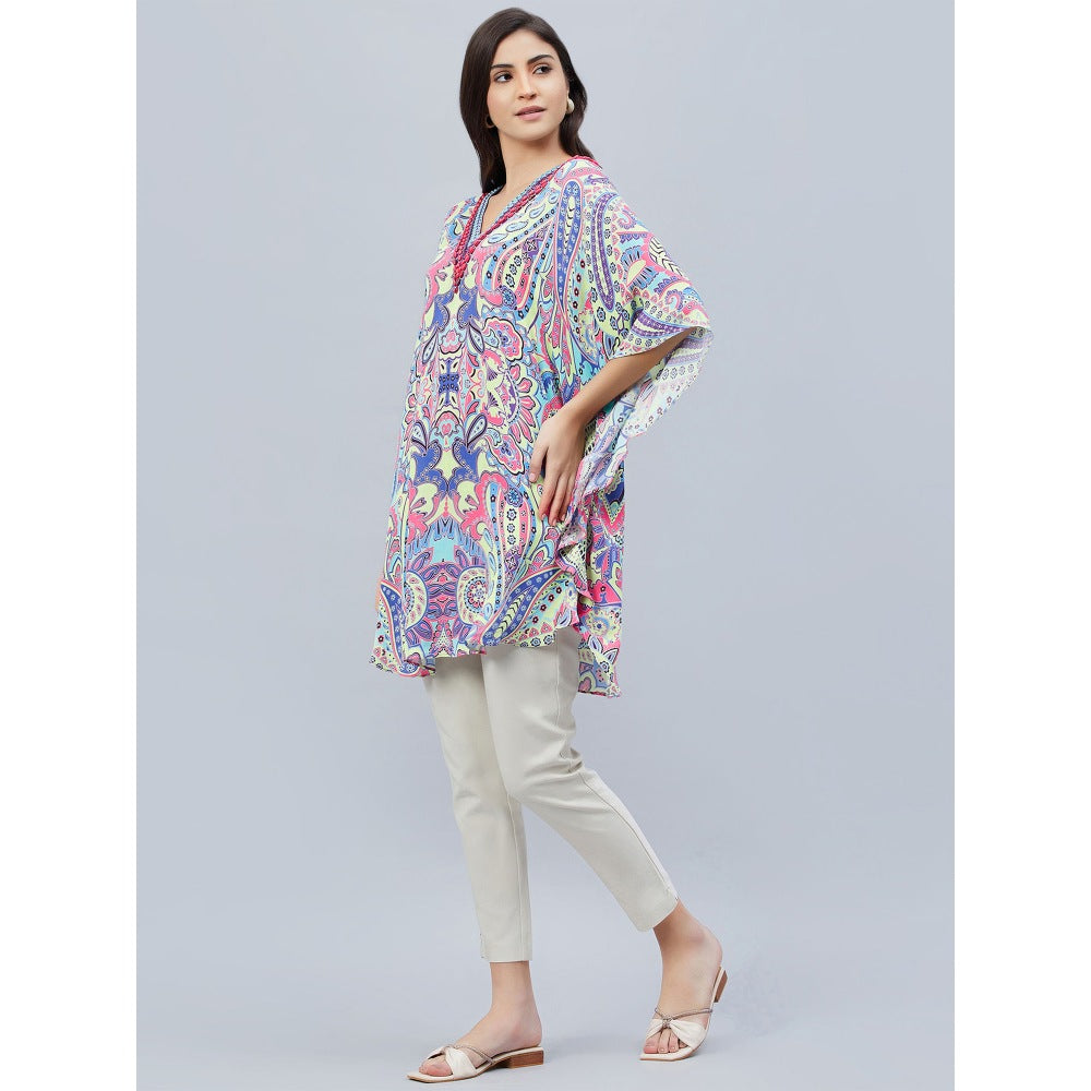 First Resort by Ramola Bachchan Blue Paisley Mini Dress