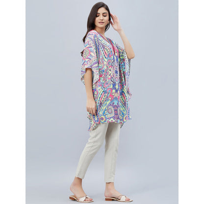 First Resort by Ramola Bachchan Blue Paisley Mini Dress