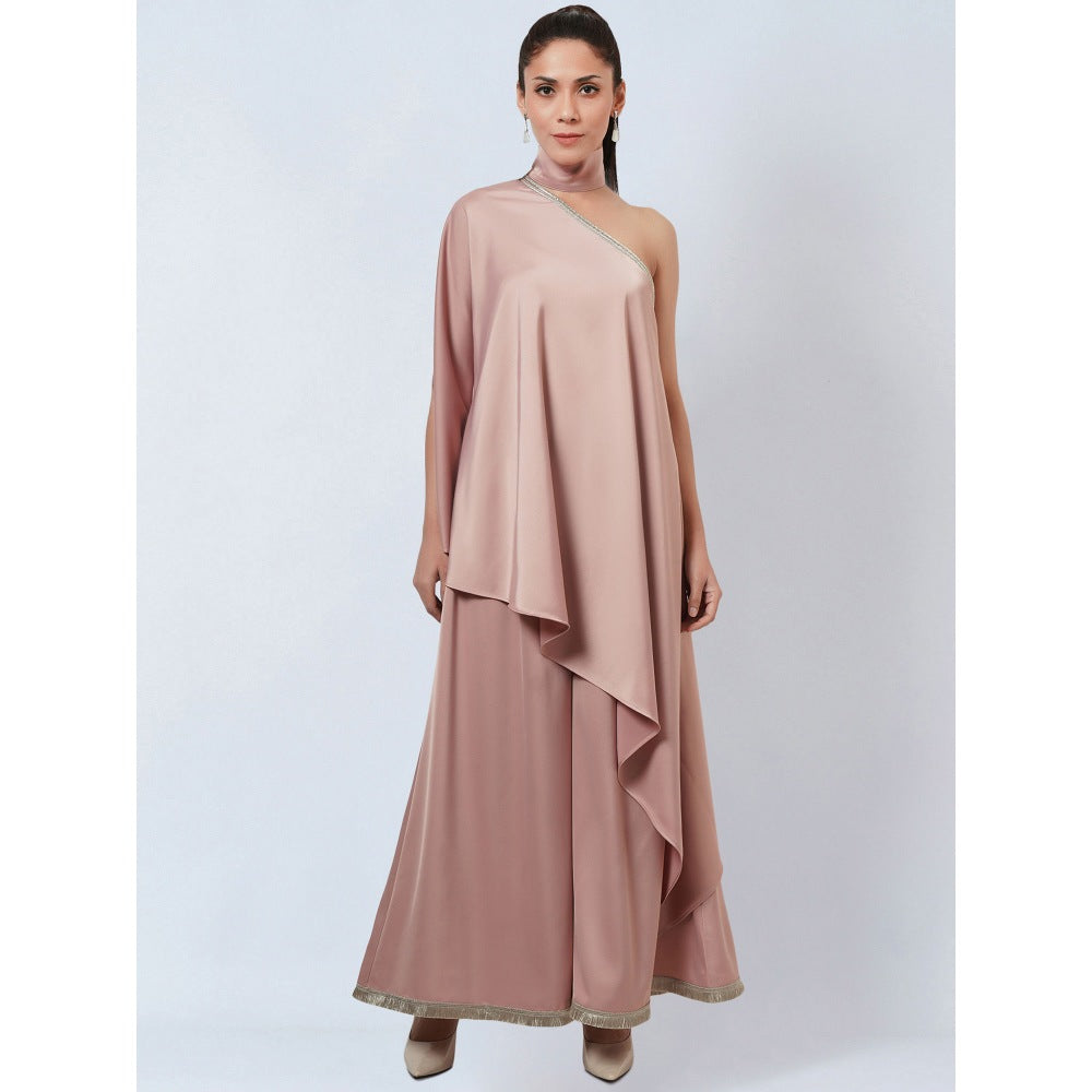 First Resort by Ramola Bachchan Powder Pink One Shoulder Asymmetric Top