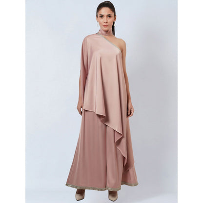 First Resort by Ramola Bachchan Powder Pink One Shoulder Asymmetric Top