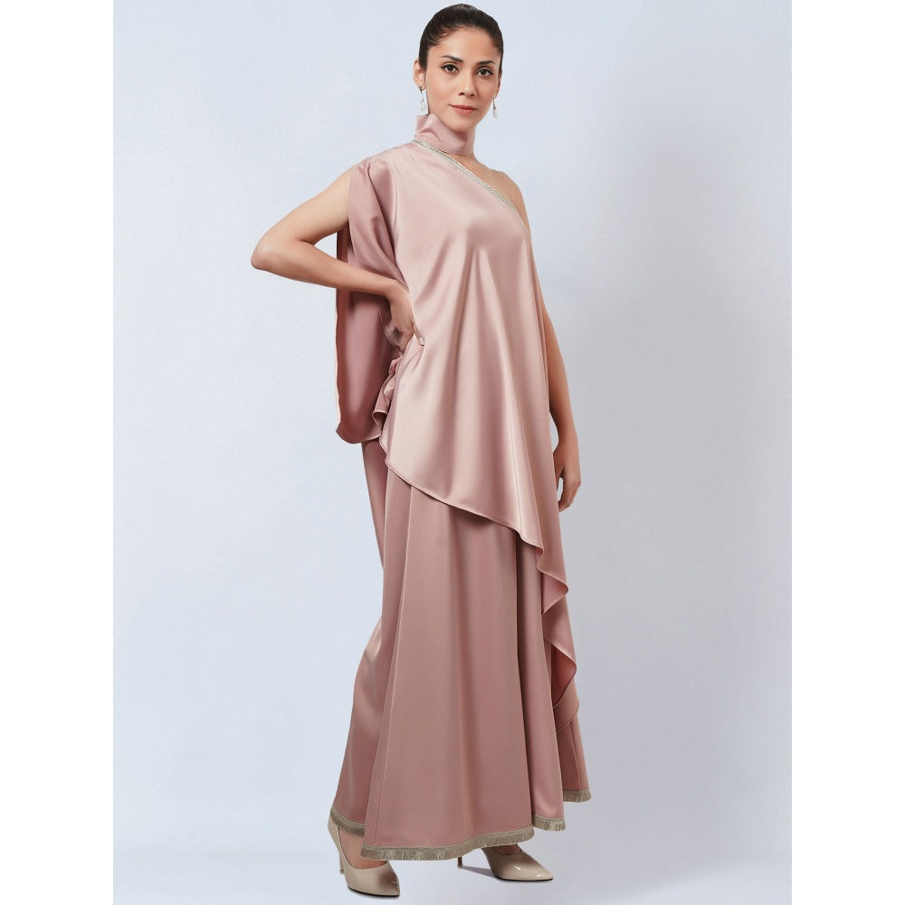 First Resort by Ramola Bachchan Powder Pink One Shoulder Asymmetric Top