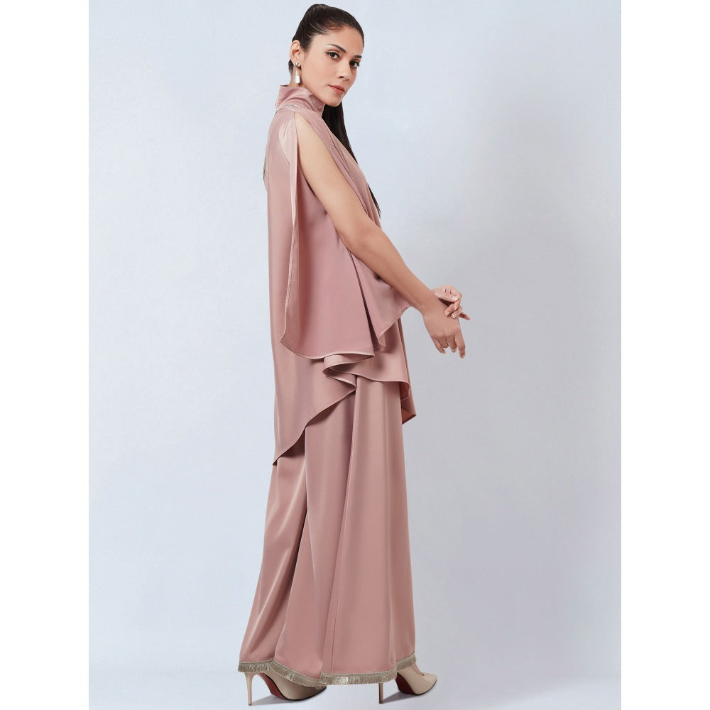 First Resort by Ramola Bachchan Powder Pink One Shoulder Asymmetric Top