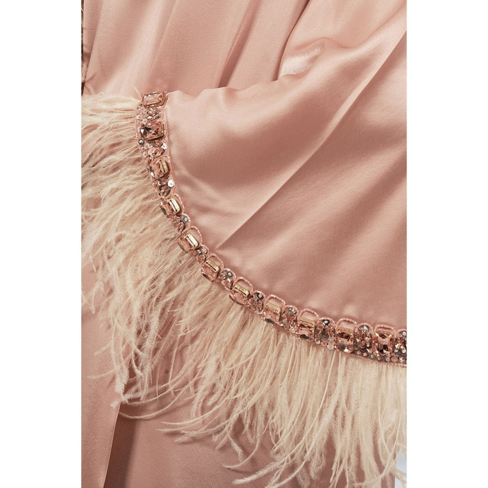 First Resort by Ramola Bachchan Peach Crystal Embroidered Maxi Dress
