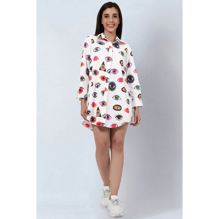 First Resort by Ramola Bachchan Multicolour Evil Eye Print Shirt Dress