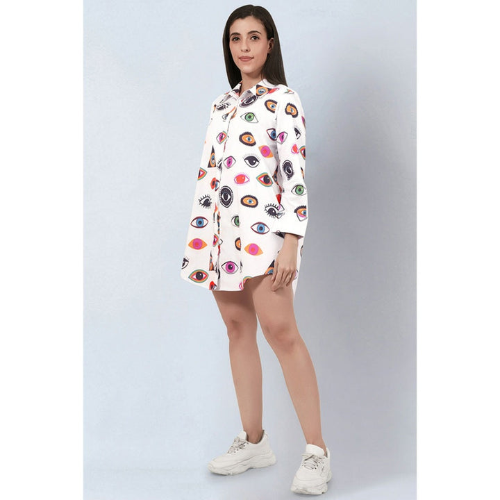 First Resort by Ramola Bachchan Multicolour Evil Eye Print Shirt Dress