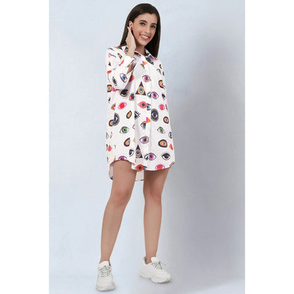 First Resort by Ramola Bachchan Multicolour Evil Eye Print Shirt Dress