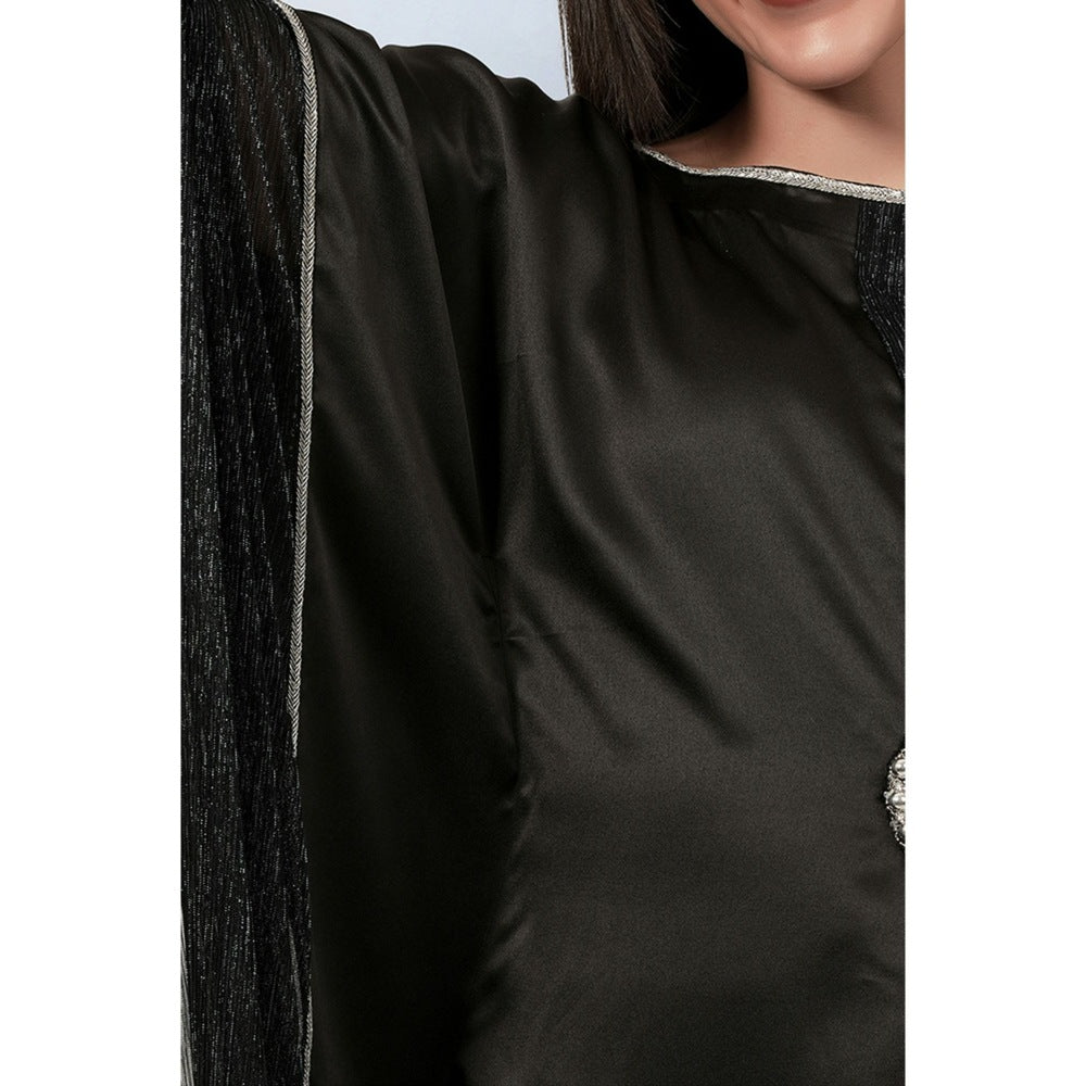 First Resort by Ramola Bachchan Black Embroidered Motif Full Length Kaftan