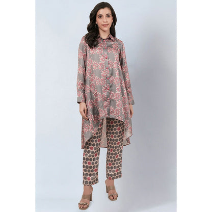 First Resort by Ramola Bachchan Grey and Pink Floral Combination Print Co-Ord (Set of 2)