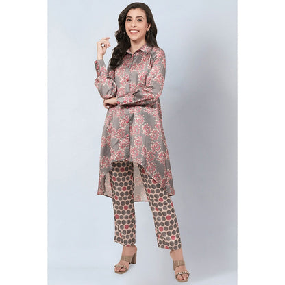 First Resort by Ramola Bachchan Grey and Pink Floral Combination Print Co-Ord (Set of 2)