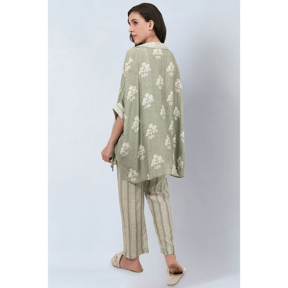 First Resort by Ramola Bachchan Sage Green and Ecru Floral Combination Print Co-Ord (Set of 2)